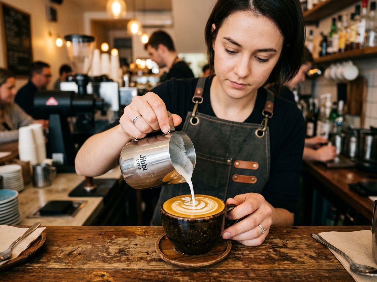Master Barista Pouring Latte Art